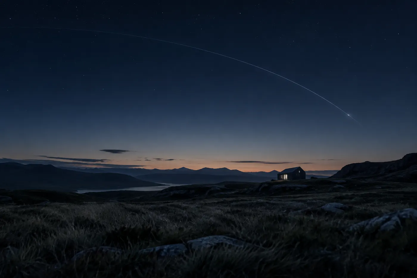 A remote home under a clear night sky